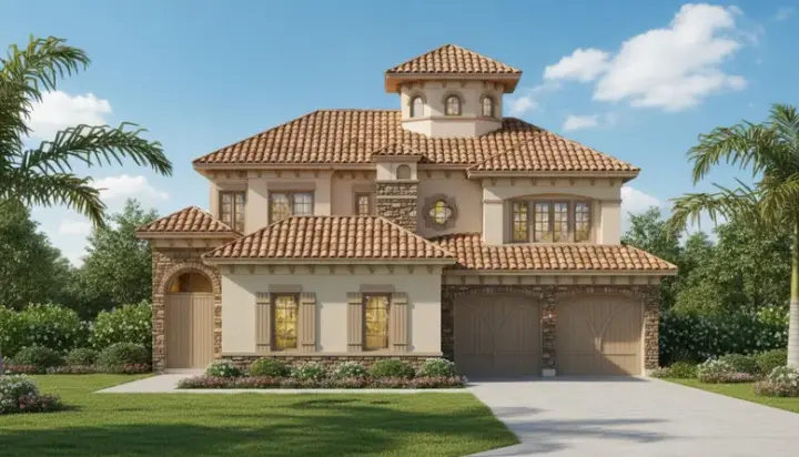 Mediterranean house plans 19-1604 - front exterior, 4,104 sq ft, 4 bed, 4 bath house plans | Monster House Plans