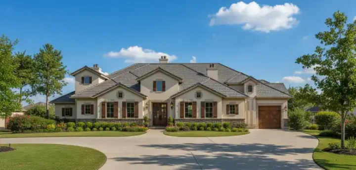 Tuscan house plans 19-1613 - front exterior, 4,237 sq ft, 4 bed, 4 bath house plans | Monster House Plans