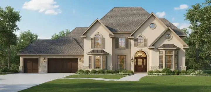 Traditional house plans 19-1615 - front exterior, 4,233 sq ft, 5 bed, 4 bath house plans | Monster House Plans