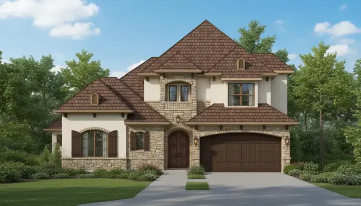 Tuscan house plans 19-1629 - front exterior, 3,549 sq ft, 3 bed, 3 bath house plans | Monster House Plans