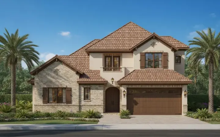 Tuscan house plans 19-1630 - front exterior, 3,549 sq ft, 3 bed, 3 bath house plans | Monster House Plans