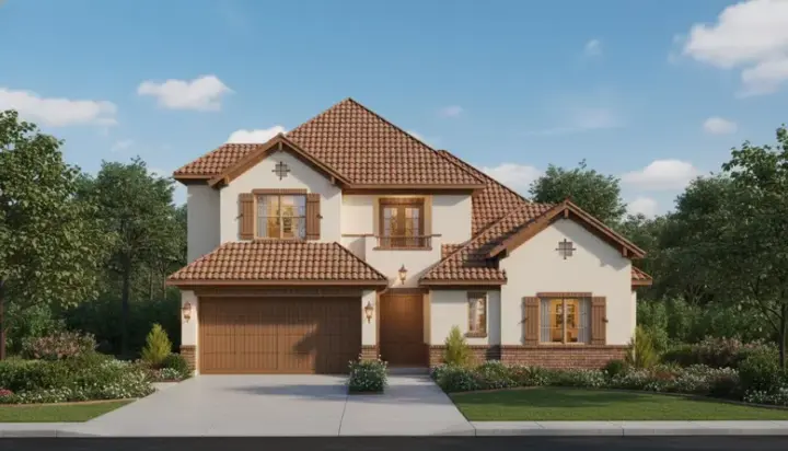 Tuscan house plans 19-1633 - front exterior, 3,549 sq ft, 3 bed, 3 bath house plans | Monster House Plans
