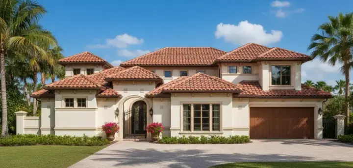 Mediterranean house plans 19-1638 - front exterior, 3,957 sq ft, 3 bed, 3 bath house plans | Monster House Plans