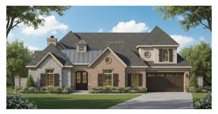 Tuscan house plans 19-1640 - front exterior, 4,139 sq ft, 3 bed, 3 bath house plans | Monster House Plans