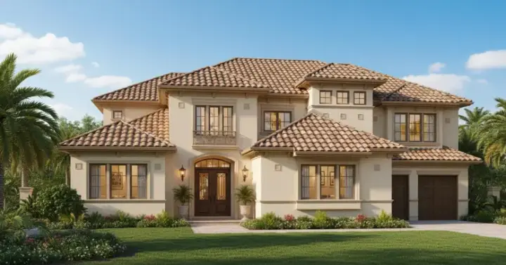 Mediterranean house plans 19-1643 - front exterior, 5,232 sq ft, 5 bed, 4 bath house plans | Monster House Plans