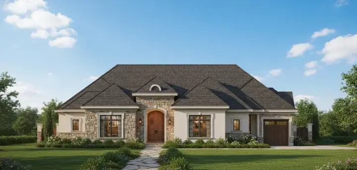 Tuscan house plans 19-1651 - front exterior, 4,321 sq ft, 4 bed, 4 bath house plans | Monster House Plans