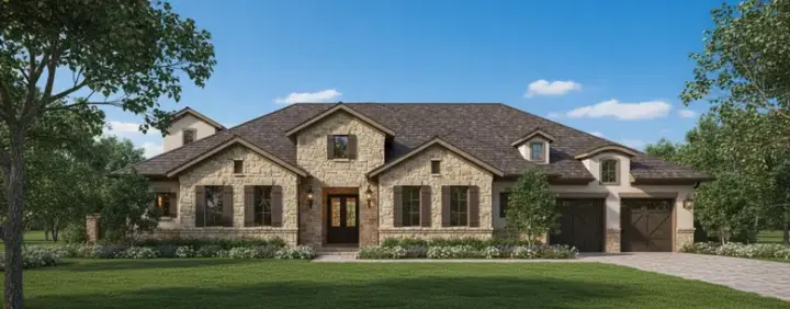 French Country house plans 19-1652 - front exterior, 4,237 sq ft, 4 bed, 4 bath house plans | Monster House Plans