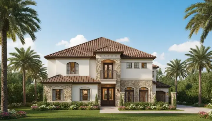 Tuscan house plans 19-1674 - front exterior, 3,750 sq ft, 3 bed, 3 bath house plans | Monster House Plans
