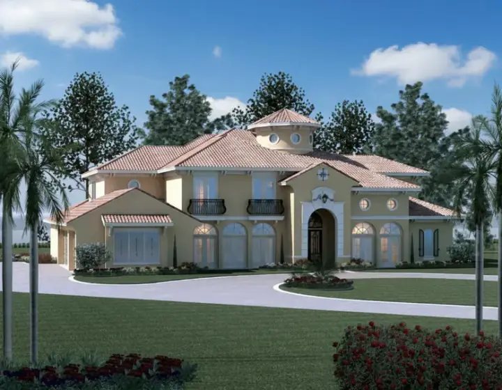 Mediterranean house plans 19-1696 - front exterior, 8,744 sq ft, 5 bed, 5 bath house plans | Monster House Plans