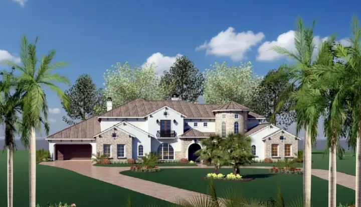 Tuscan house plans 19-1700 - front exterior, 9,590 sq ft, 5 bed, 4 bath house plans | Monster House Plans