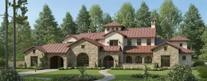Tuscan house plans 19-1703 - front exterior, 9,242 sq ft, 6 bed, 5 bath house plans | Monster House Plans