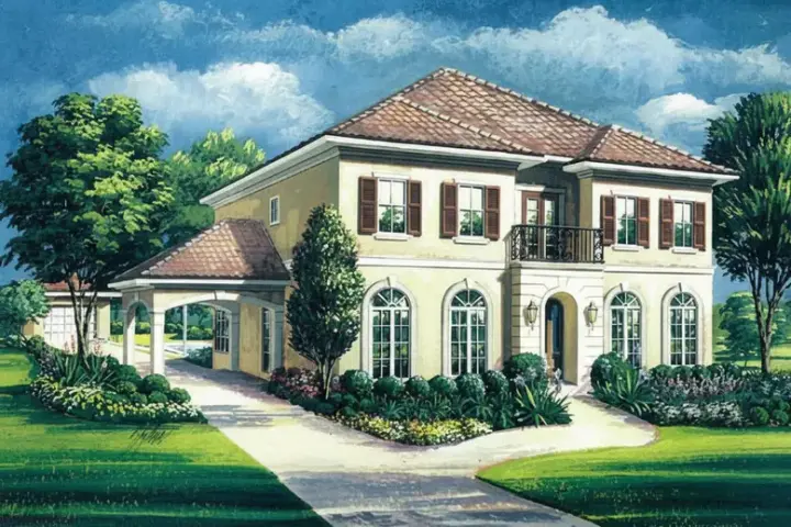 Mediterranean house plans 19-1720 - front exterior, 4,090 sq ft, 5 bed, 3 bath house plans | Monster House Plans