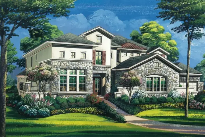 Tuscan house plans 19-1726 - front exterior, 6,017 sq ft, 4 bed, 4 bath house plans | Monster House Plans