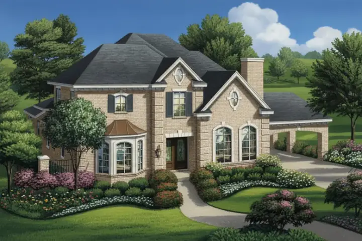 Traditional house plans 19-1728 - front exterior, 5,521 sq ft, 6 bed, 5 bath house plans | Monster House Plans