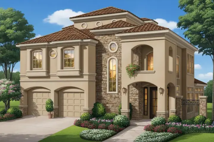 Tuscan house plans 19-1733 - front exterior, 3,548 sq ft, 3 bed, 4 bath house plans | Monster House Plans