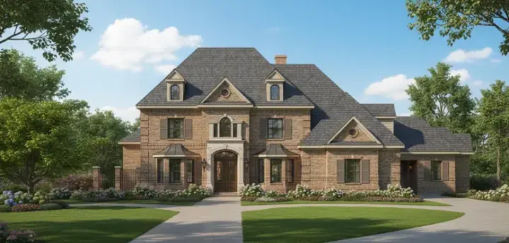 Traditional house plans 19-174 - front exterior, 5,898 sq ft, 4 bed, 4 bath house plans | Monster House Plans