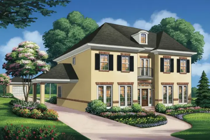 Southern Colonial house plans 19-1745 - front exterior, 4,118 sq ft, 5 bed, 3 bath house plans | Monster House Plans