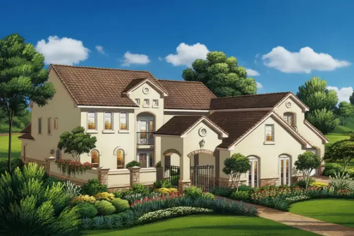 Tuscan house plans 19-1748 - front exterior, 5,079 sq ft, 5 bed, 4 bath house plans | Monster House Plans