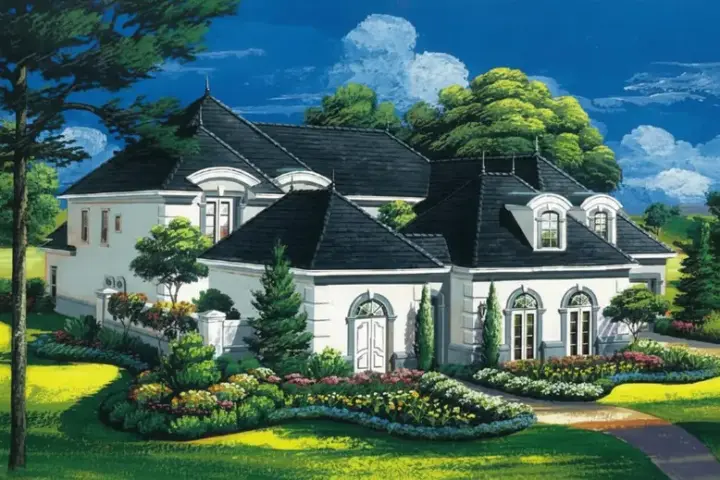 Mediterranean house plans 19-1749 - front exterior, 5,494 sq ft, 6 bed, 5 bath house plans | Monster House Plans