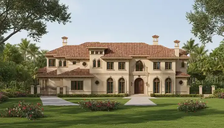 Mediterranean house plans 19-175 - front exterior, 9,579 sq ft, 6 bed, 6 bath house plans | Monster House Plans