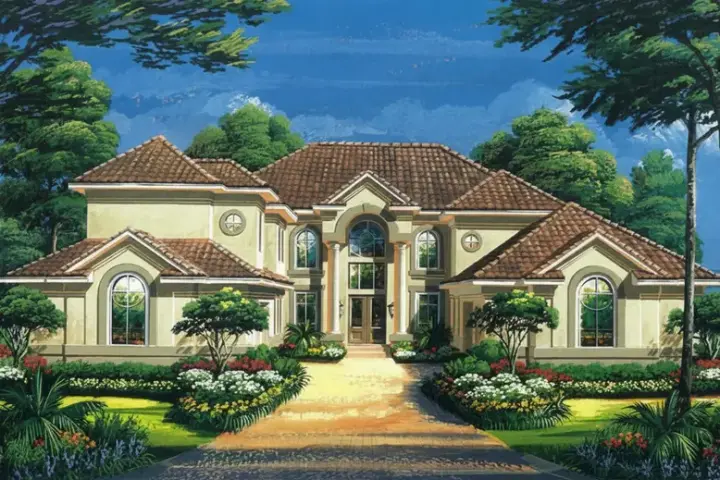 Traditional house plans 19-1752 - front exterior, 5,827 sq ft, 5 bed, 5 bath house plans | Monster House Plans