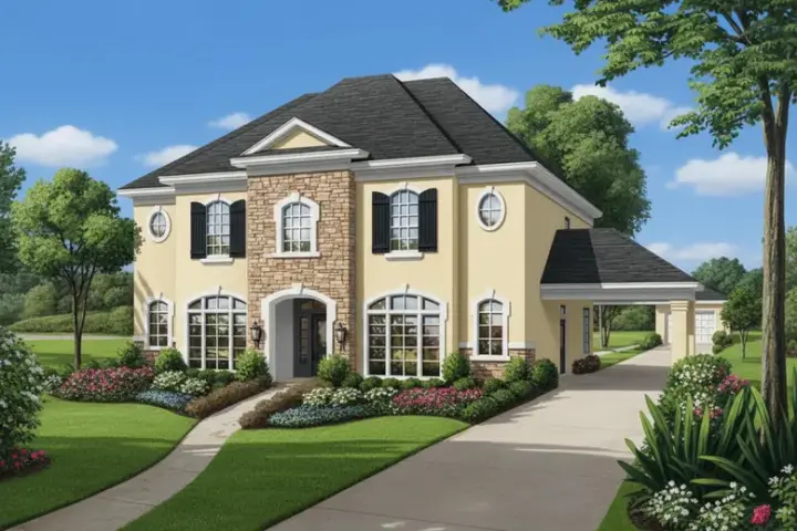 Southern Colonial house plans 19-1754 - front exterior, 3,601 sq ft, 5 bed, 3 bath house plans | Monster House Plans
