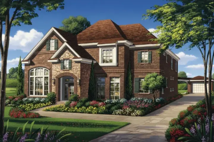 European house plans 19-1758 - front exterior, 3,967 sq ft, 4 bed, 3 bath house plans | Monster House Plans