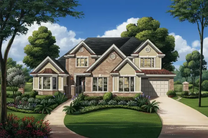 Traditional house plans 19-1761 - front exterior, 4,886 sq ft, 5 bed, 4 bath house plans | Monster House Plans