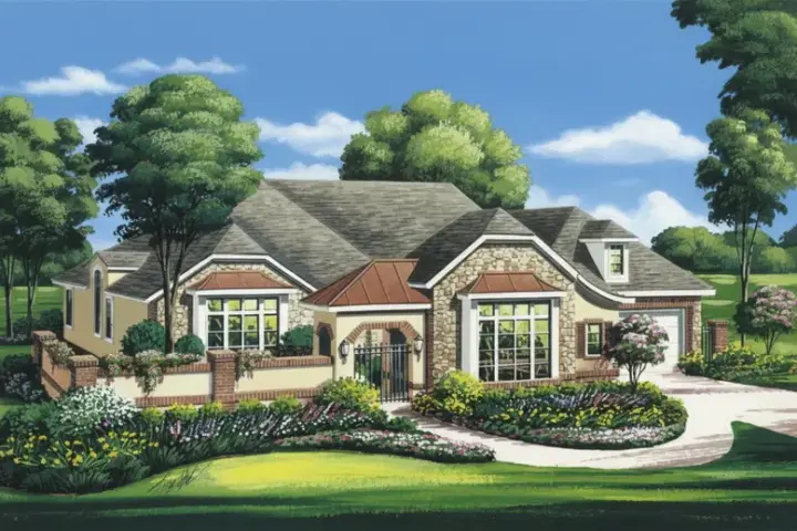 French Country house plans 19-1763 - front exterior, 3,566 sq ft, 3 bed, 3 bath house plans | Monster House Plans