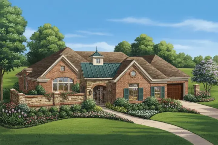 Traditional house plans 19-1764 - front exterior, 3,710 sq ft, 3 bed, 3 bath house plans | Monster House Plans