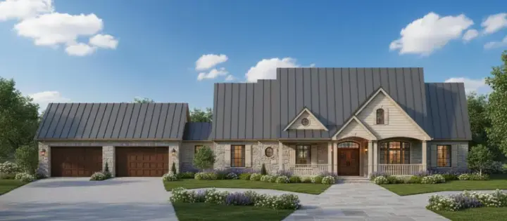 Country house plans 19-178 - front exterior, 2,843 sq ft, 3 bed, 3 bath house plans | Monster House Plans