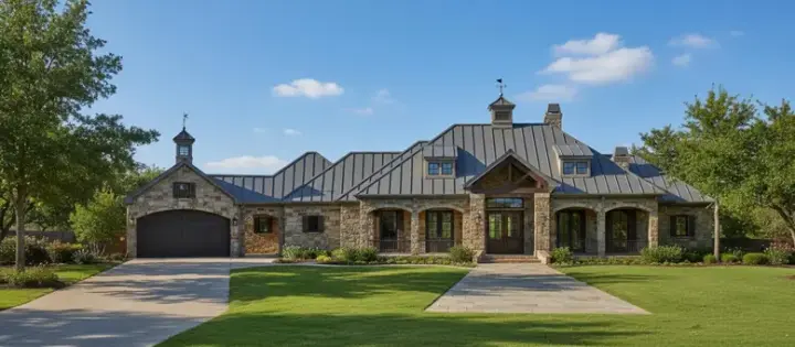 Country house plans 19-1803 - front exterior, 4,108 sq ft, 3 bed, 3 bath house plans | Monster House Plans