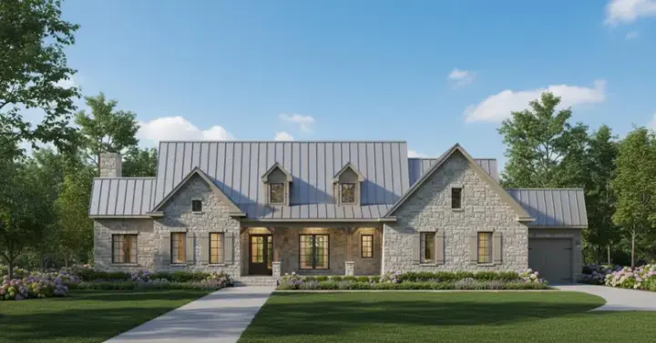 Country house plans 19-1807 - front exterior, 3,716 sq ft, 4 bed, 3 bath house plans | Monster House Plans