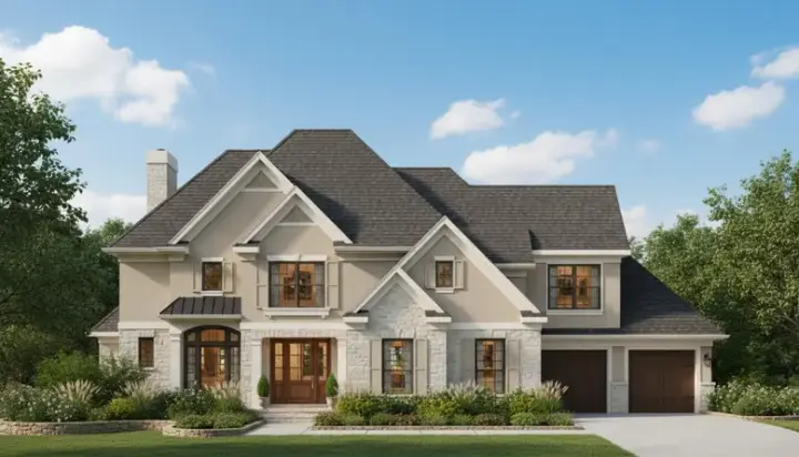 Traditional house plans 19-181 - front exterior, 3,718 sq ft, 4 bed, 3 bath house plans | Monster House Plans