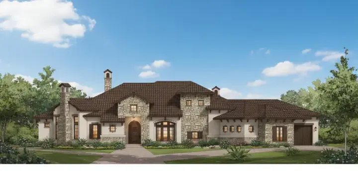 Tuscan house plans 19-1812 - front exterior, 4,261 sq ft, 4 bed, 3 bath house plans | Monster House Plans
