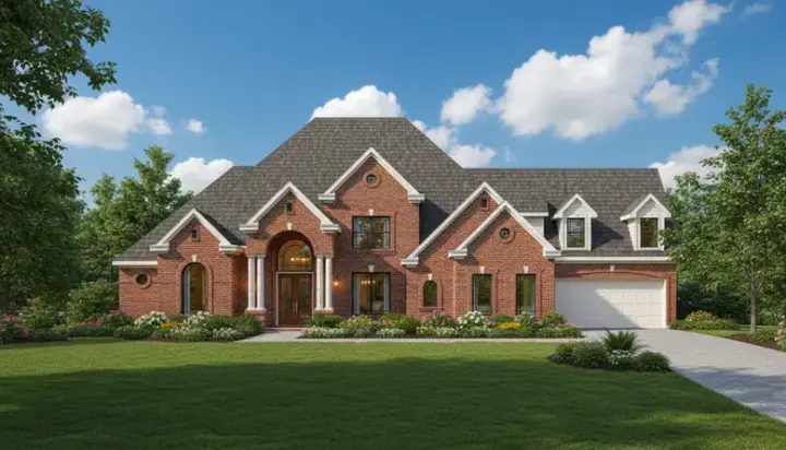 Traditional house plans 19-1813 - front exterior, 5,093 sq ft, 4 bed, 4 bath house plans | Monster House Plans