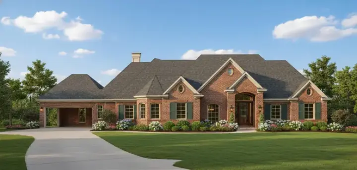 Traditional house plans 19-1817 - front exterior, 2,654 sq ft, 3 bed, 2 bath house plans | Monster House Plans