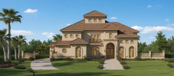 Mediterranean house plans 19-182 - front exterior, 5,788 sq ft, 4 bed, 4 bath house plans | Monster House Plans