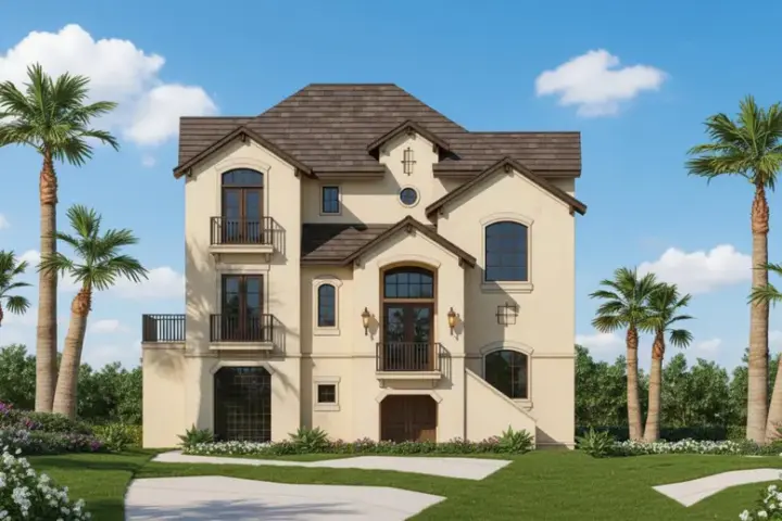 Waterfront house plans 19-1824 - front exterior, 2,660 sq ft, 4 bed, 3 bath house plans | Monster House Plans