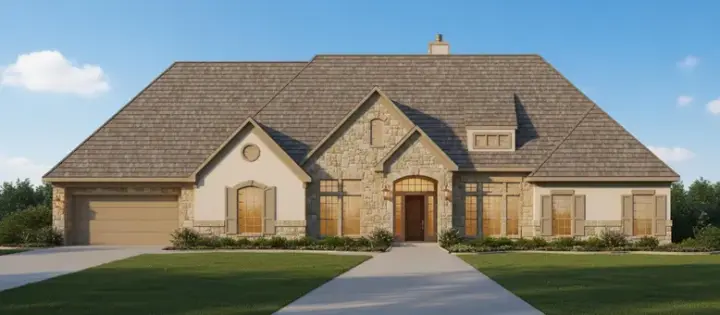 Traditional house plans 19-185 - front exterior, 3,613 sq ft, 4 bed, 3 bath house plans | Monster House Plans
