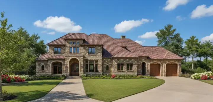 Tuscan house plans 19-1852 - front exterior, 5,945 sq ft, 5 bed, 5 bath house plans | Monster House Plans