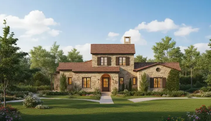Tuscan house plans 19-1861 - front exterior, 4,030 sq ft, 3 bed, 3 bath house plans | Monster House Plans