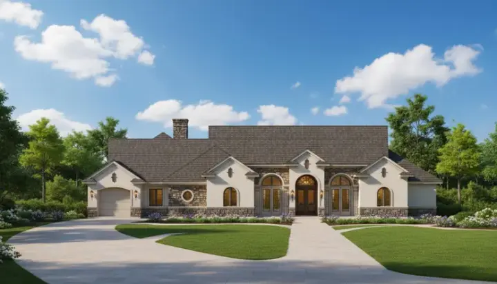 Mediterranean house plans 19-1865 - front exterior, 4,463 sq ft, 4 bed, 3 bath house plans | Monster House Plans