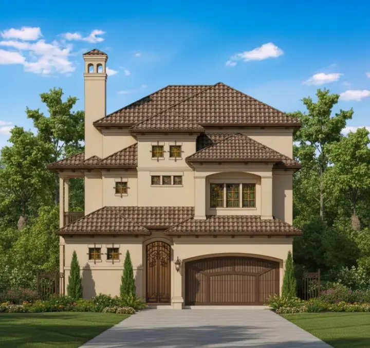 Mediterranean house plans 19-187 - front exterior, 3,971 sq ft, 3 bed, 4 bath house plans | Monster House Plans