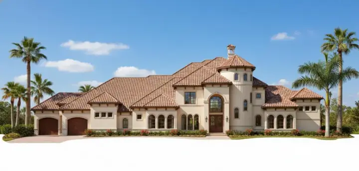 Mediterranean house plans 19-1877 - front exterior, 5,430 sq ft, 5 bed, 5 bath house plans | Monster House Plans
