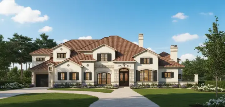 Mediterranean house plans 19-1880 - front exterior, 6,342 sq ft, 4 bed, 4 bath house plans | Monster House Plans