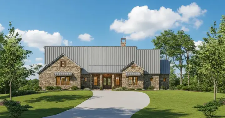 Ranch house plans 19-1886 - front exterior, 3,559 sq ft, 4 bed, 3 bath house plans | Monster House Plans