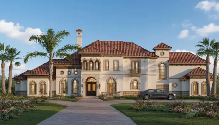 Mediterranean house plans 19-1889 - front exterior, 7,724 sq ft, 6 bed, 6 bath house plans | Monster House Plans