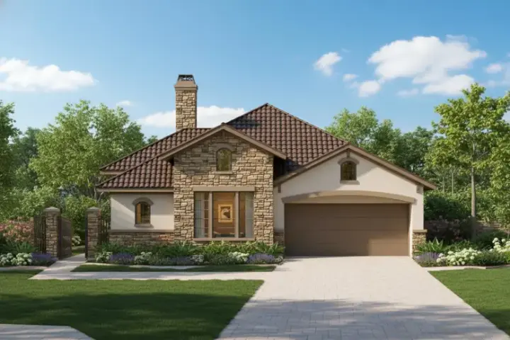 Tuscan house plans 19-1898 - front exterior, 2,324 sq ft, 4 bed, 3 bath house plans | Monster House Plans