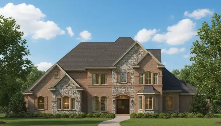 French Country house plans 19-194 - front exterior, 4,691 sq ft, 5 bed, 3 bath house plans | Monster House Plans